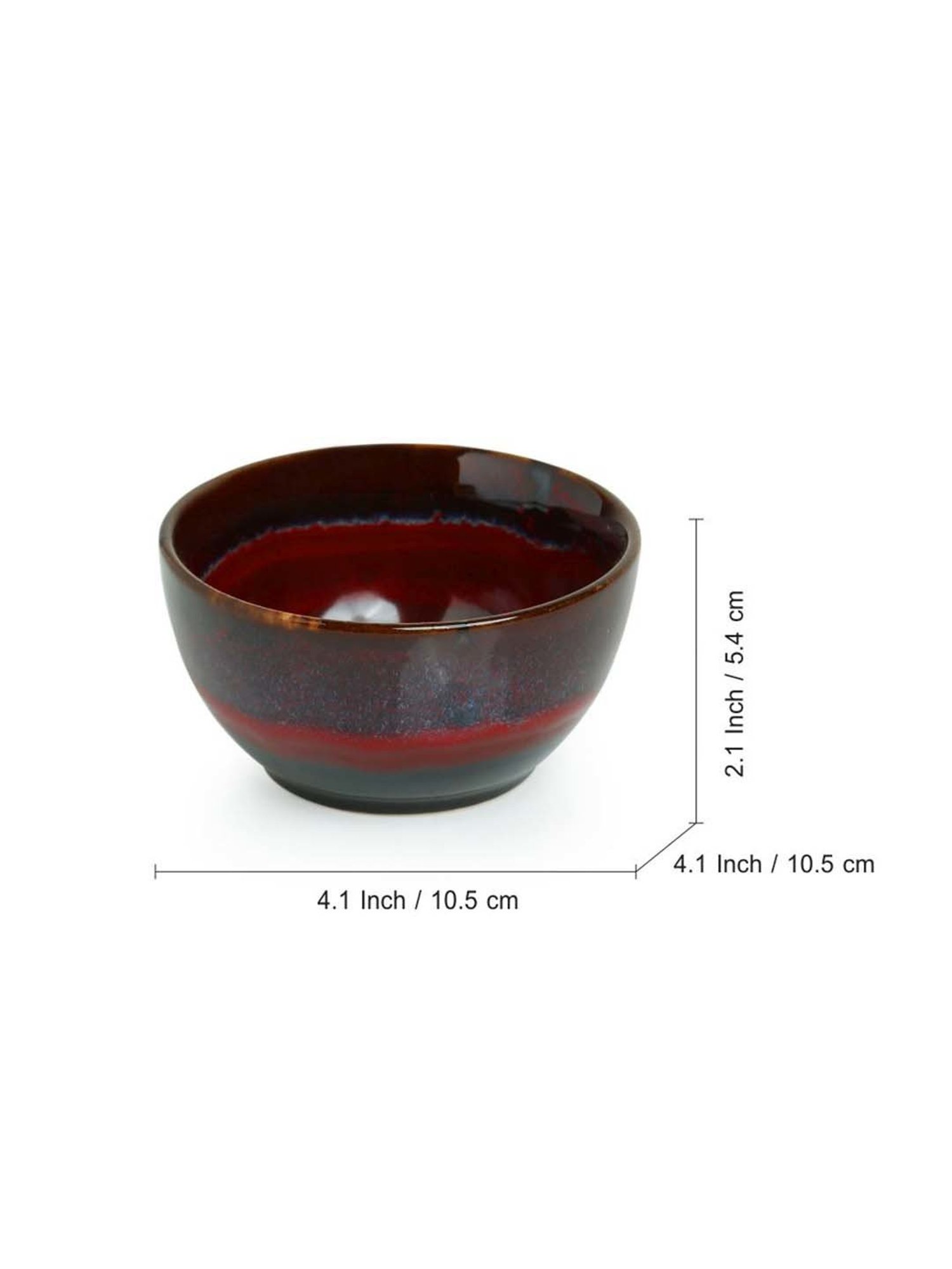 ExclusiveLane 'Crimson Shields' Hand Glazed Studio Pottery Ceramic Dining Bowls Set (4" , Set Of 6)