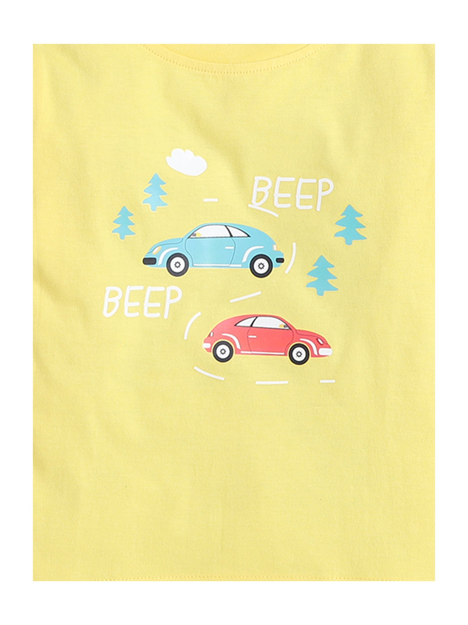 Bumzee Boys Yellow & Coral Printed Full Sleeves T-Shirt with Pyjamas