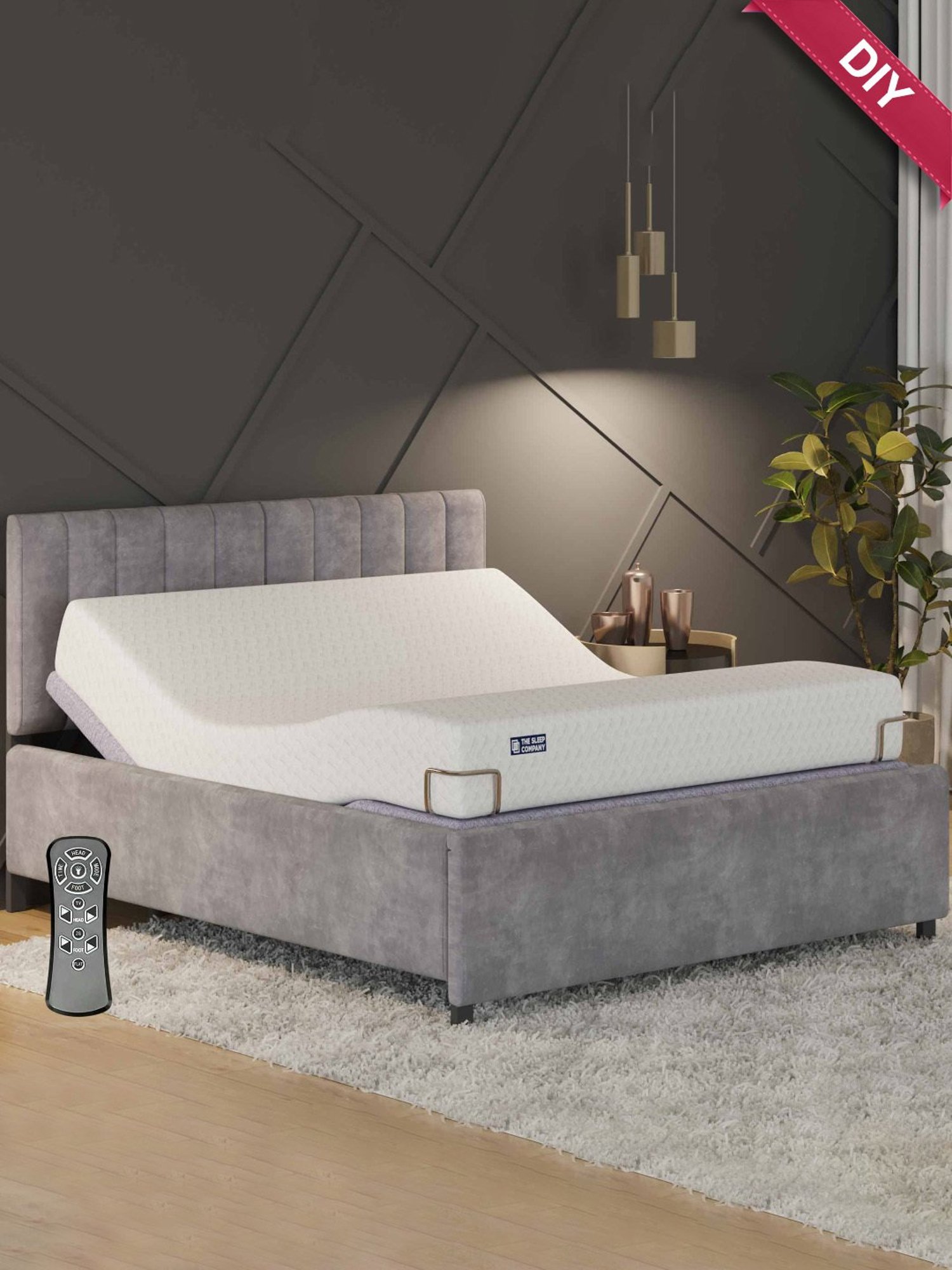 The Sleep Company Elev8 Italia Black Metal Smart Adjustable Queen Bed Base