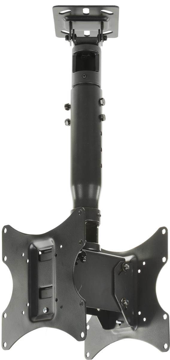 Ceiling TV Mount, Holds 2 Screens 23"-42", VESA compatible, Tilting, Height Adjustable (Black Steel) (DUOCEL2342)