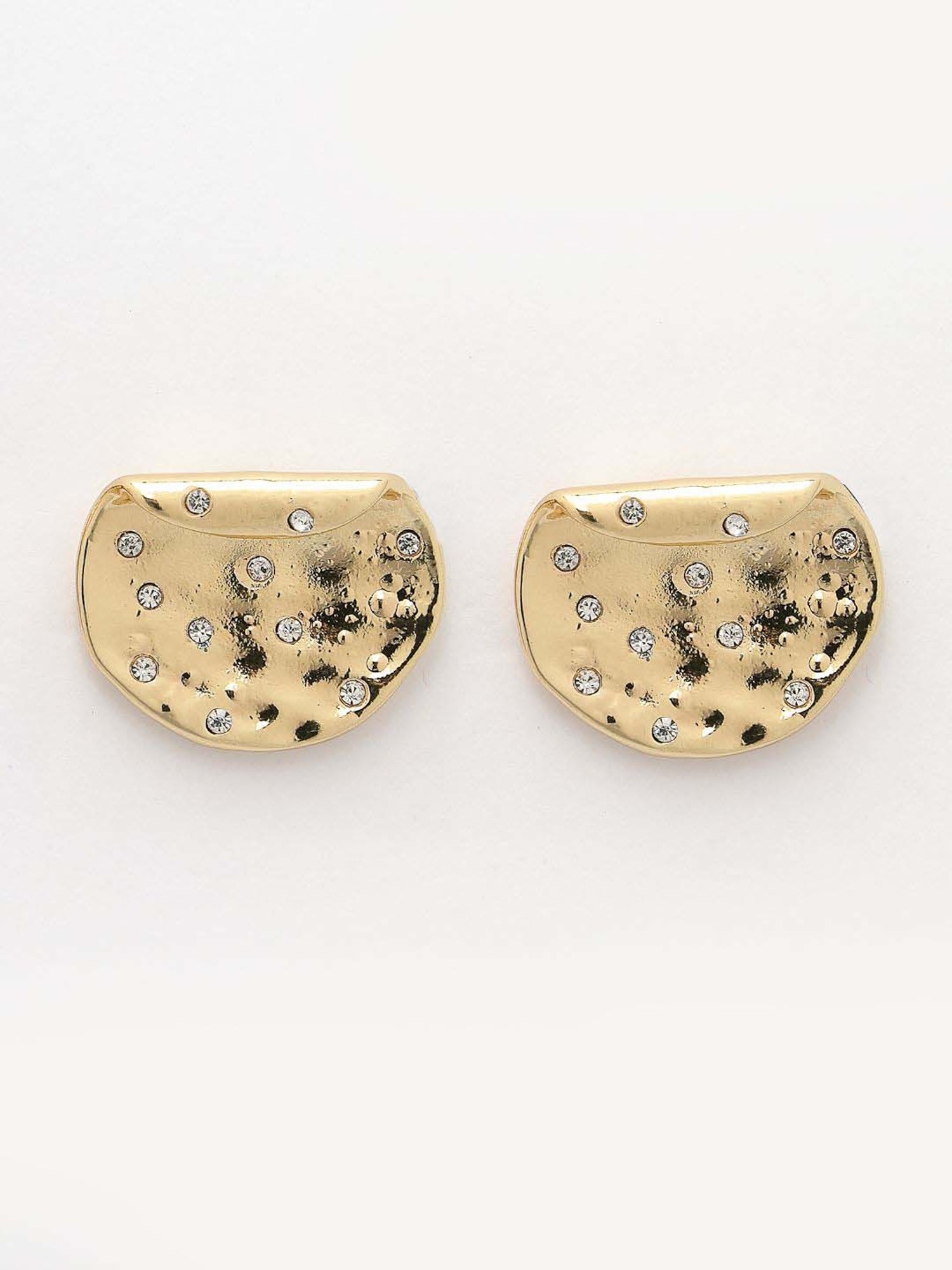 NVR Gold & Silver Brass-Plated Artificial Stones Studded Stud Earrings for Women - Set of 2