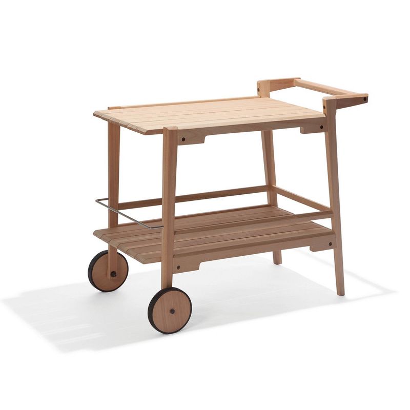 Otero Eucalyptus Wooden Outdoor Bar Trolley Cart - Alaterre Furniture