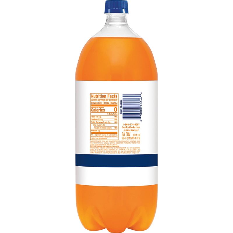 Sunkist Zero Sugar Orange Soda - 2 L Bottle