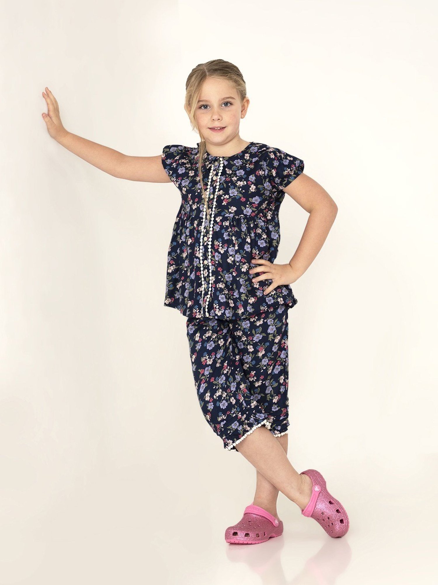 Berrytree Organic Girls Blue Cotton Clouds Print Night Suits