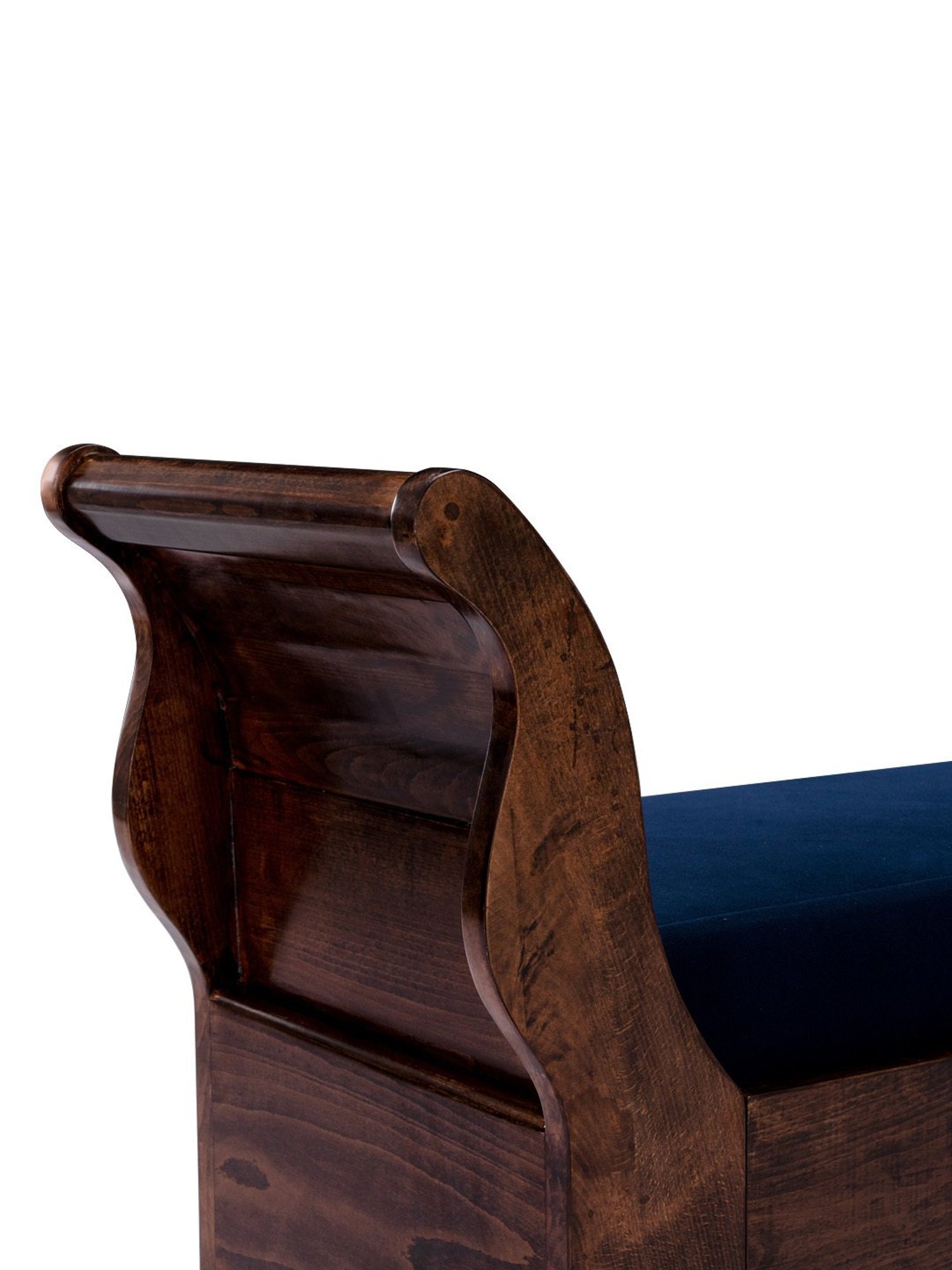 Durian Reagan Walnut Brown & Navy Blue Solid Wood Veneer Bench