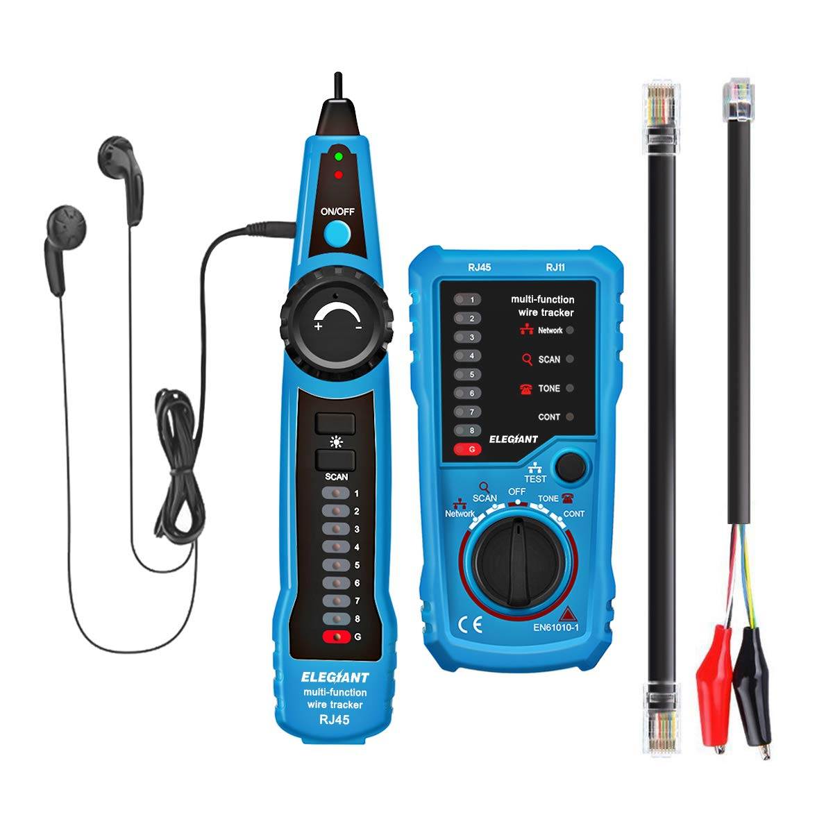 Wire Tracker, Multifunctional RJ11 RJ45 Cable Tester Line Finder with NCV Probe for Wire Tracer Toner Ethernet LAN Network Cable Collation, Telephone Line Tester &Continuity Checking,