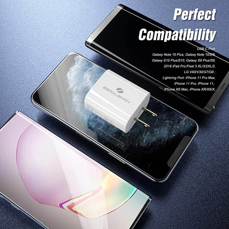 USB C Wall Charger,  18W Type C PD 3.0 Power Delivery Charger, Fast Charging for iPad Pro, AirPods Pro, iPhone 12/12 Pro, iPhone 11 Pro Max/Xs Max, Galaxy Note 20 Ultra/ S20-1 Pack