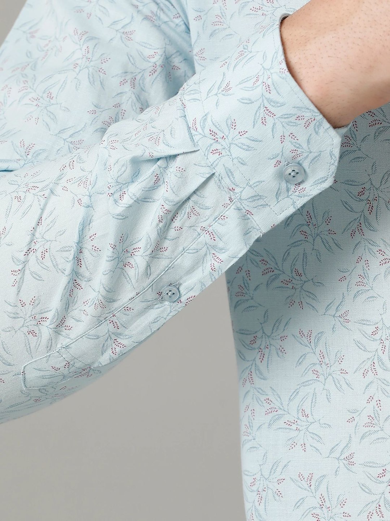 Cavallo By Linen Club Blue Linen Contemporary Fit Printed Shirt