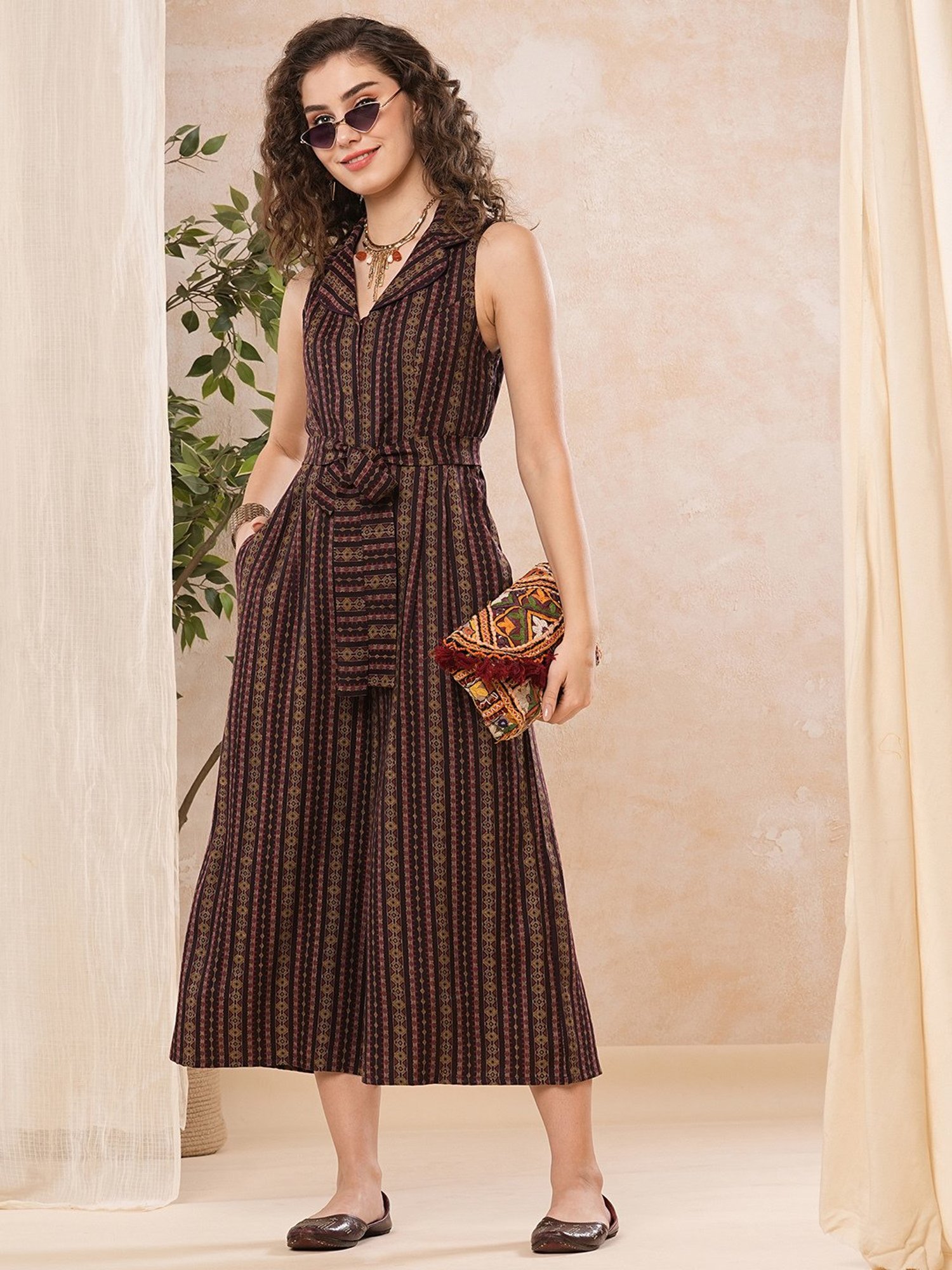 Globus Wine Printed Jumpsuit