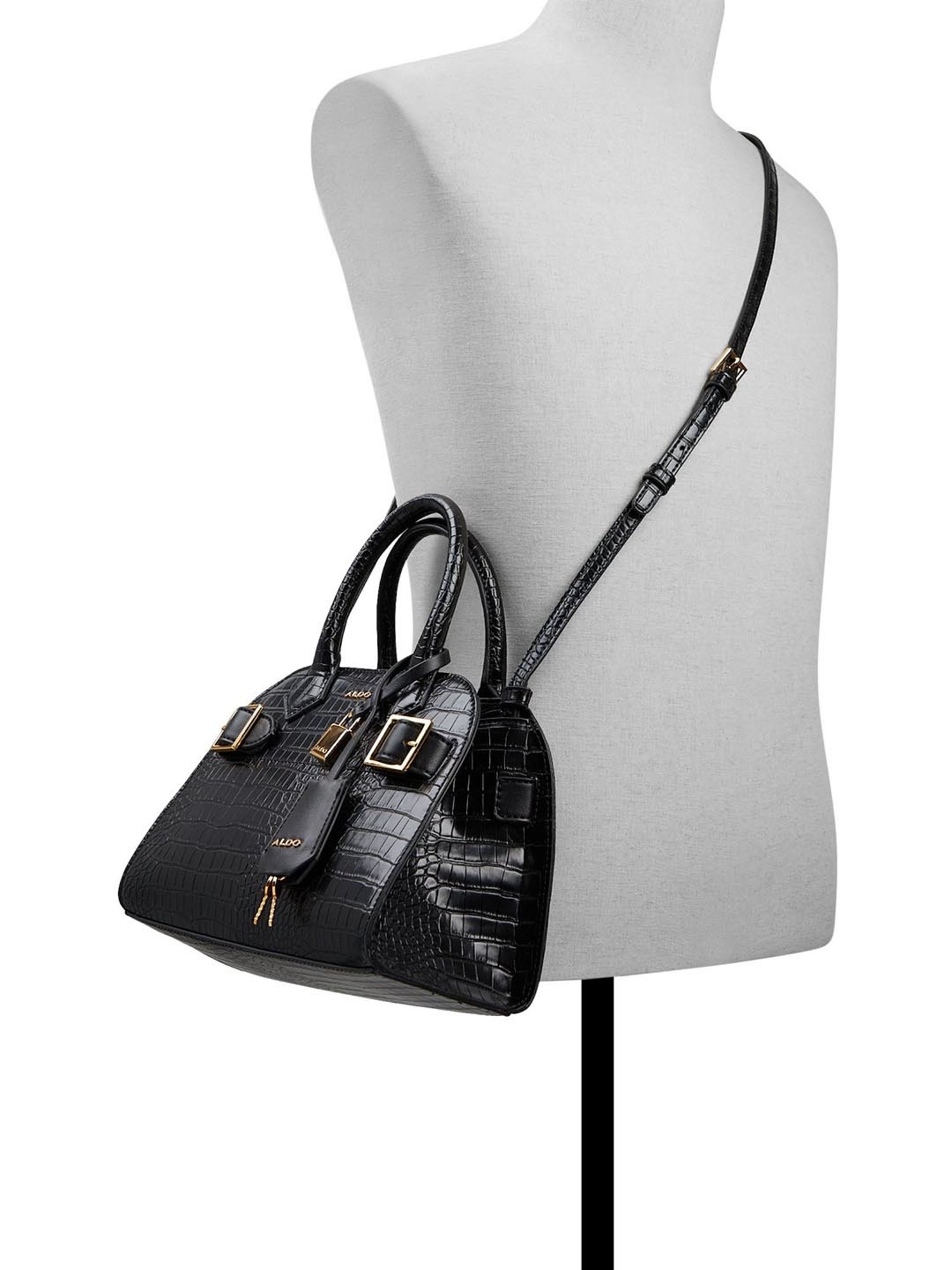 Aldo Black Striped Small Handbag