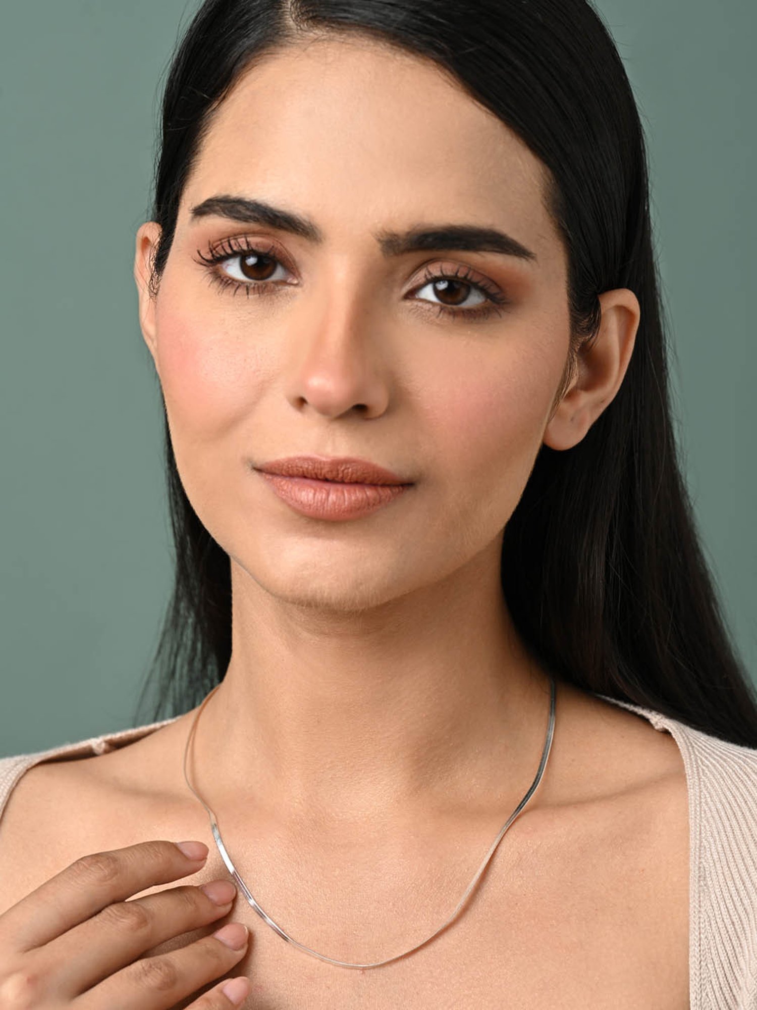 Clara 925 Sterling Silver Hasli Chain Necklace in 18-inches for Women & Girls