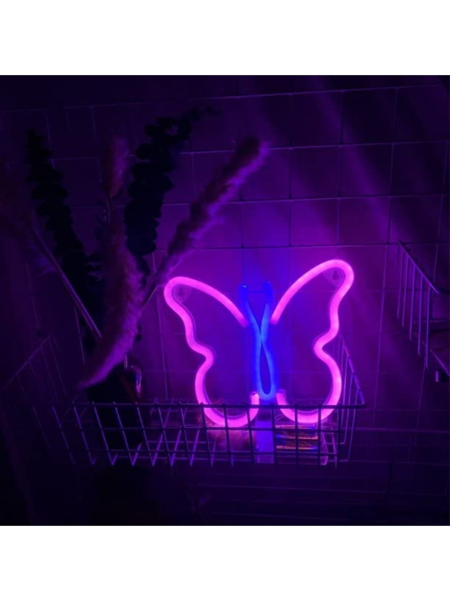 Xergy Butterfly Neon Signs Lights for Bedroom Wall Decor, USB or Battery LED Neon (Pink & Blue)