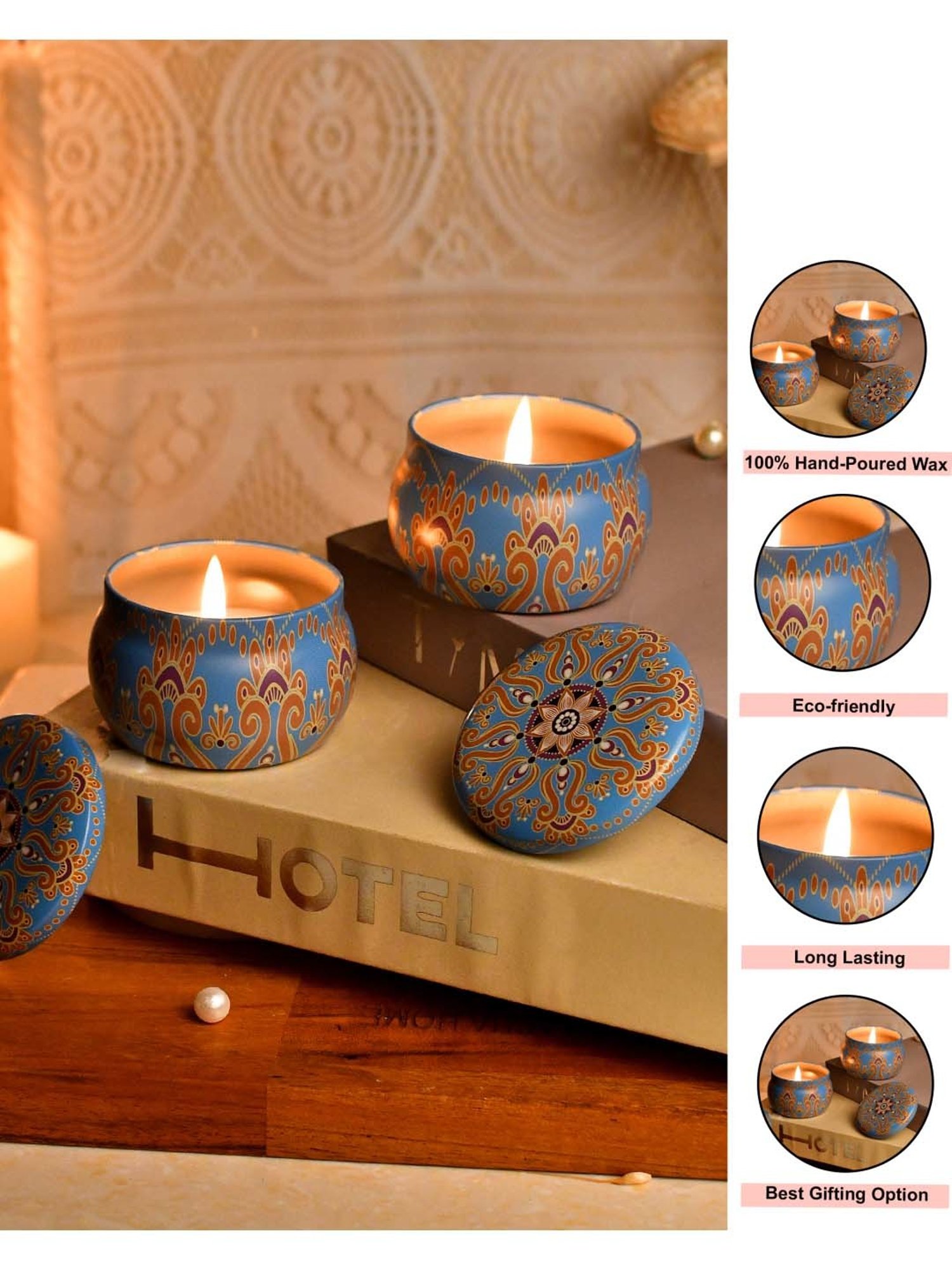 TAYHAA Blue & Brown Wax Serenity Candle Jar