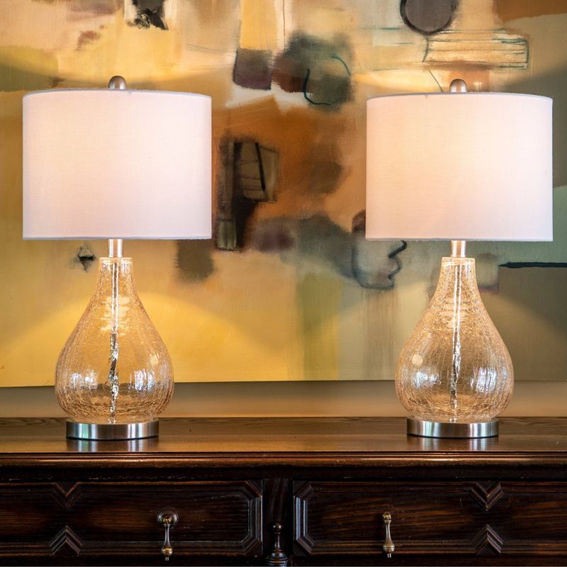 22.5" Set of 2 Crackled Teardrop Table Lamp Iridescent Gold - Decor Therapy