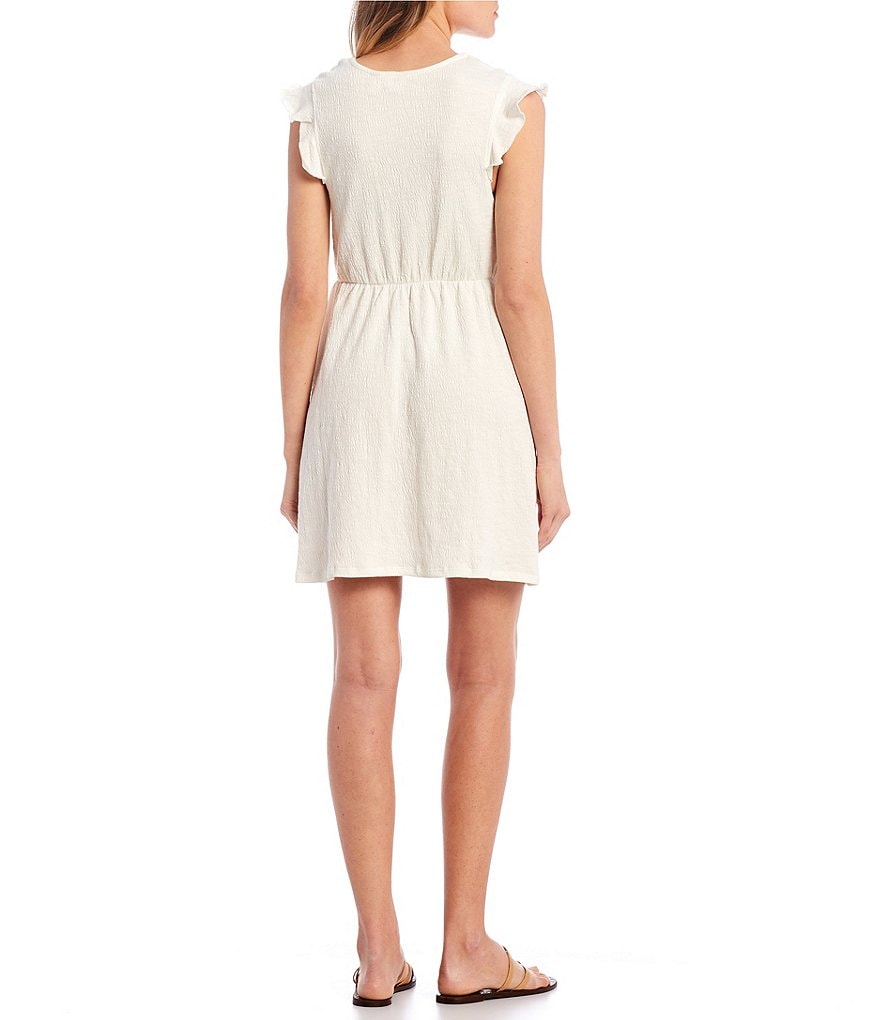 Roxy Morning Breeze Smocked Flutter Sleeve Dress