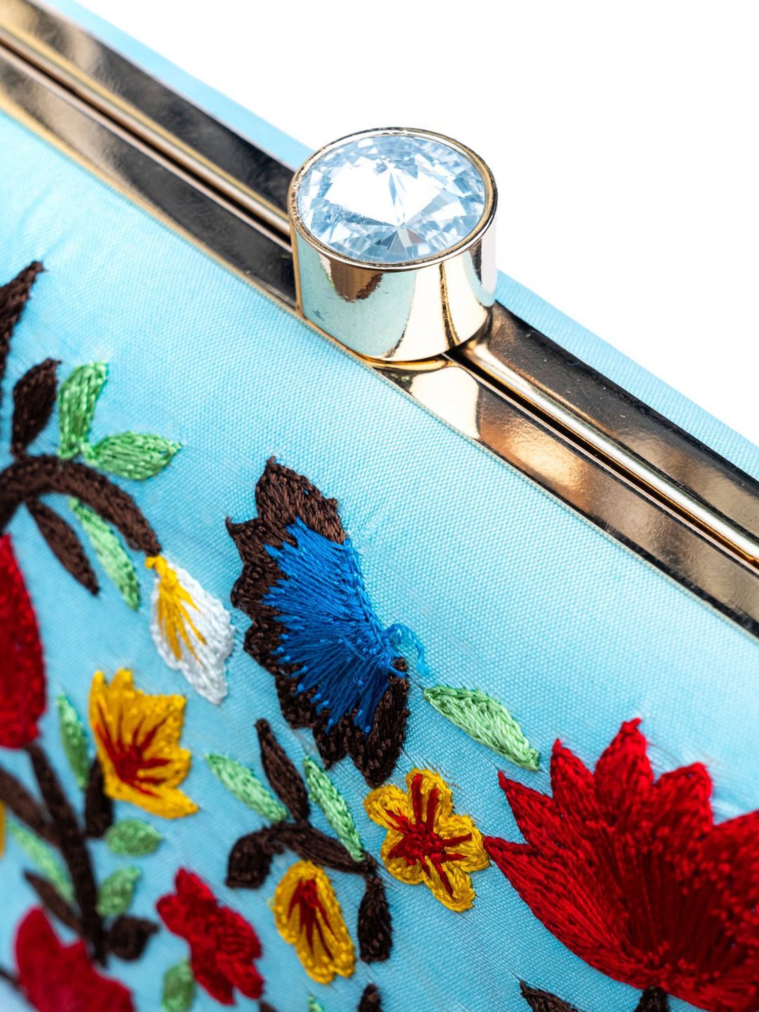 NR by Nidhi Rathi Blue Fabric Minaudiere Clutch