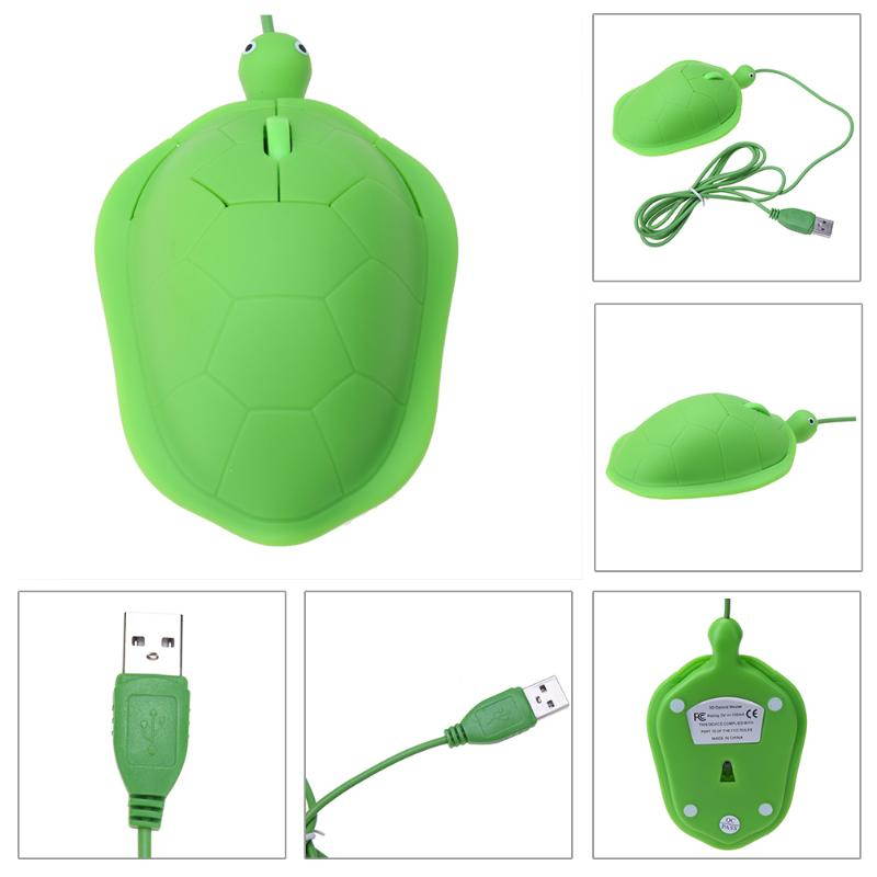 1.5m Wire Cute Turtle Shape Home Office Use 800 DPI 3 Keys Optical Mouse for Notebook PC Laptop Computer Peripherals
