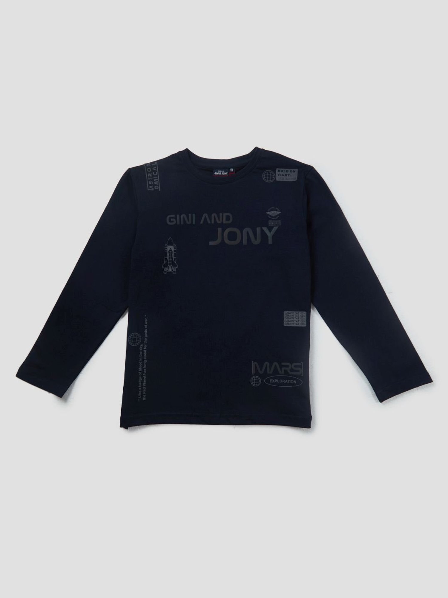 Gini & Jony Kids Blue Cotton Printed T-Shirt