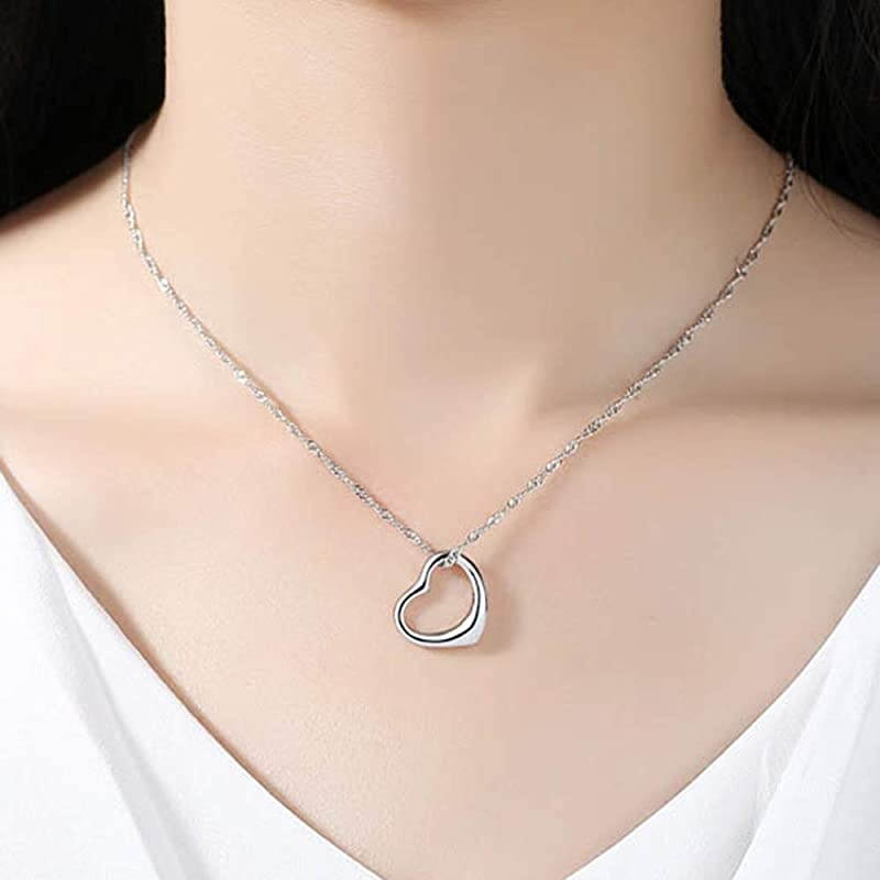 Fashion Jewelry Silver Plated Perfect Love Open Heart Pendant Necklace