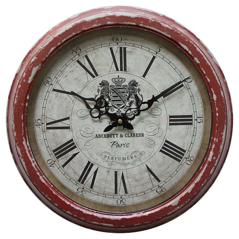 16¼" Round Wall Clock Distressed Red - Yosemite Home Decor