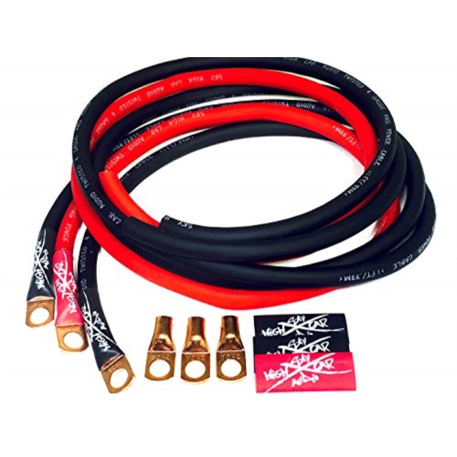 Sky High Oversized 4 Gauge AWG Big 3 Upgrade RED/BLACK Electrical Wiring Kit