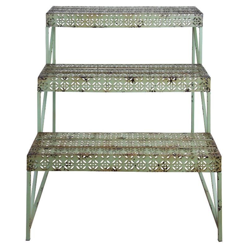 26" X20" X 30" Industrial Heritage Design Rectangle Étageré With 3 Shelves - Green - Esschert Design
