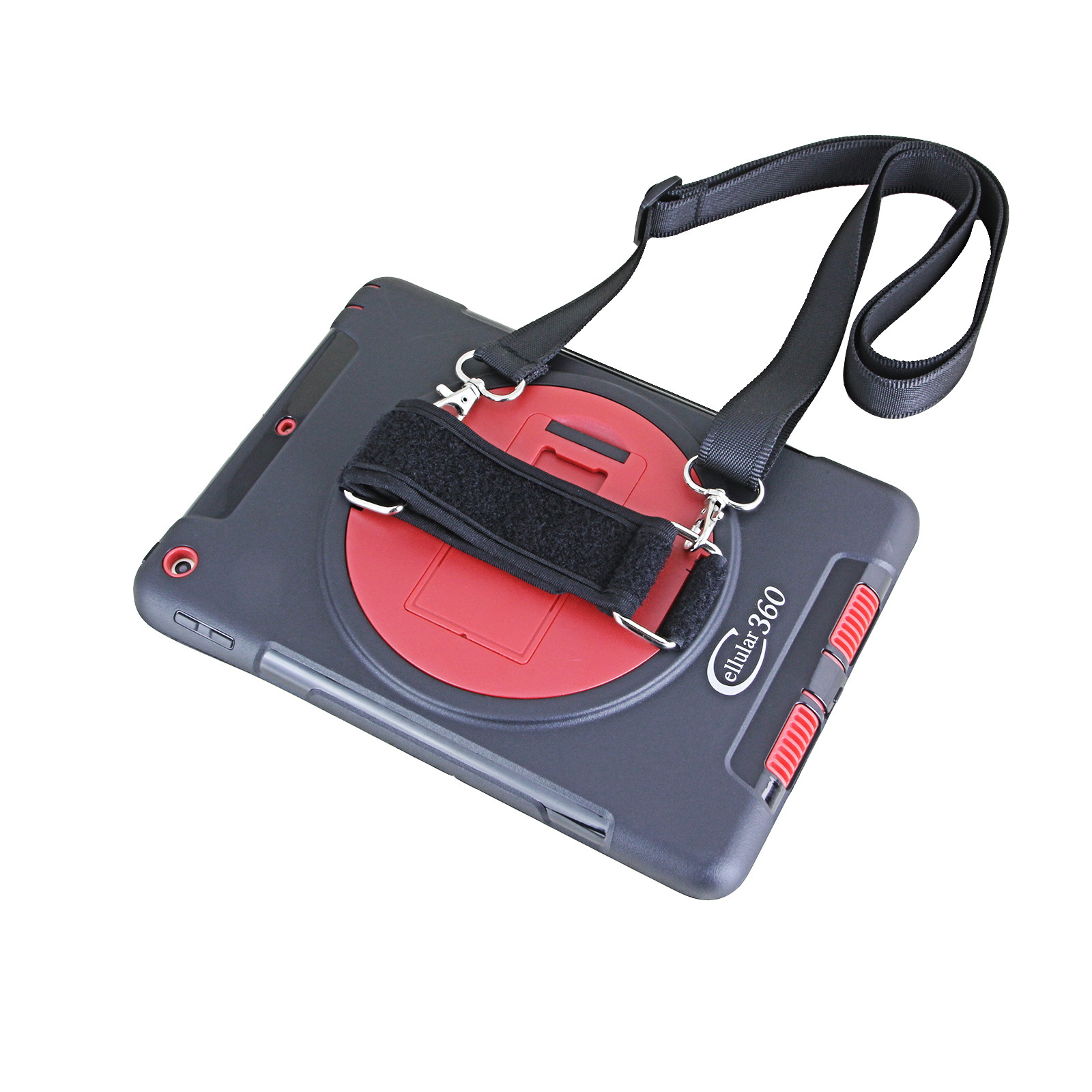 Cellular360 Apple iPad 9.7 2017 2018, iPad 5th Gen., iPad 6th Gen. Shockproof Case with 360 Degrees Rotatable Kickstand, Adjustable Handle and Shoulder Strap