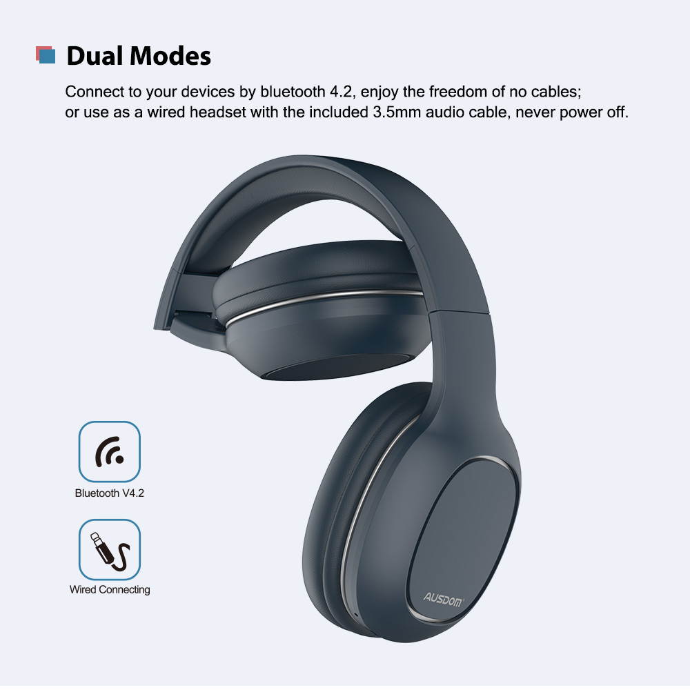 Ausdom M09 Wireless Headphones Bluetooth 4.2 Headset Foldable Deep Bass Bluetooth Headphone for iPhone Xiaomi Support TF Card
