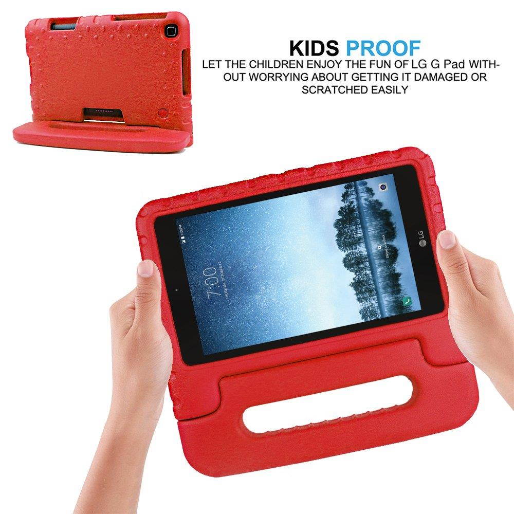 Bolete Case for LG G Pad F2 8.0 Sprint LK460, Kids Friendly Ultra Light Weight Shock Proof Super Protective Cover Handle Stand Case for LG GPad F2 8.0 Sprint Model LK460 8-Inch Android Tablet, Red