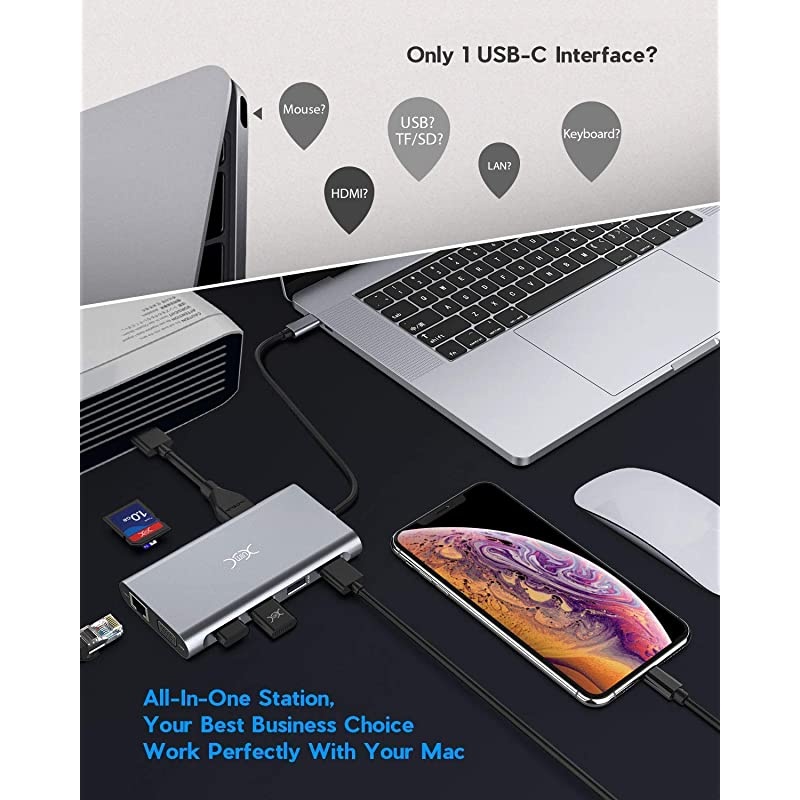 USB C Laptop Docking Station 11 in 1 USB C Hub Triple Display for Multiple devices4K HDMIVGA4USB100W Ethernet PortSDTF CardCompatible for Type C Laptops MacBook ChromeBook MateBook