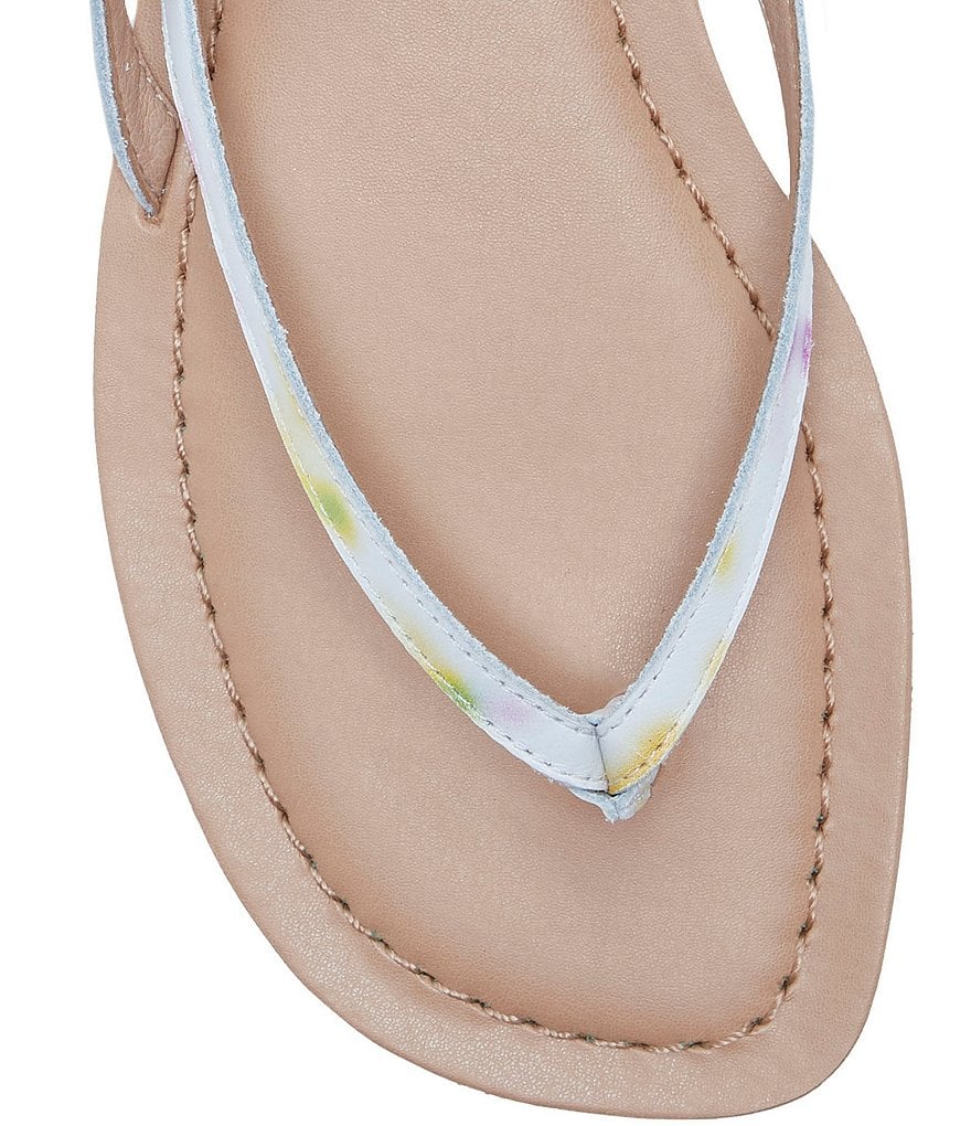 Lucky Brand Bylee Tie-Dye Printed Leather Thong Sandals