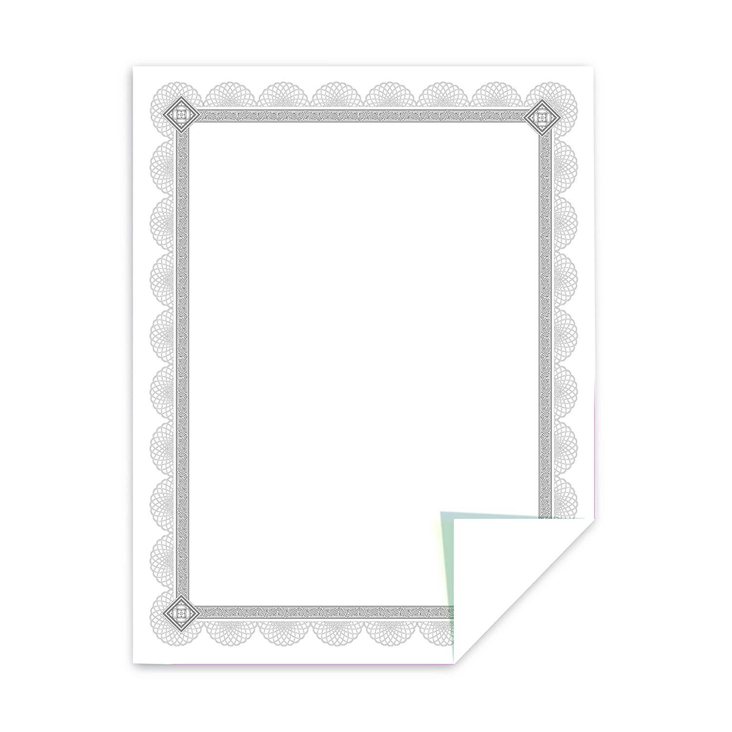 Southworth Foil Enhanced Premium Certificate, 8.5&rdquo; x 11&rdquo;, 66 lb/ 180 GSM, White, Silver Spiro Design, 15 Count - Packaging May Vary (CTP2W)