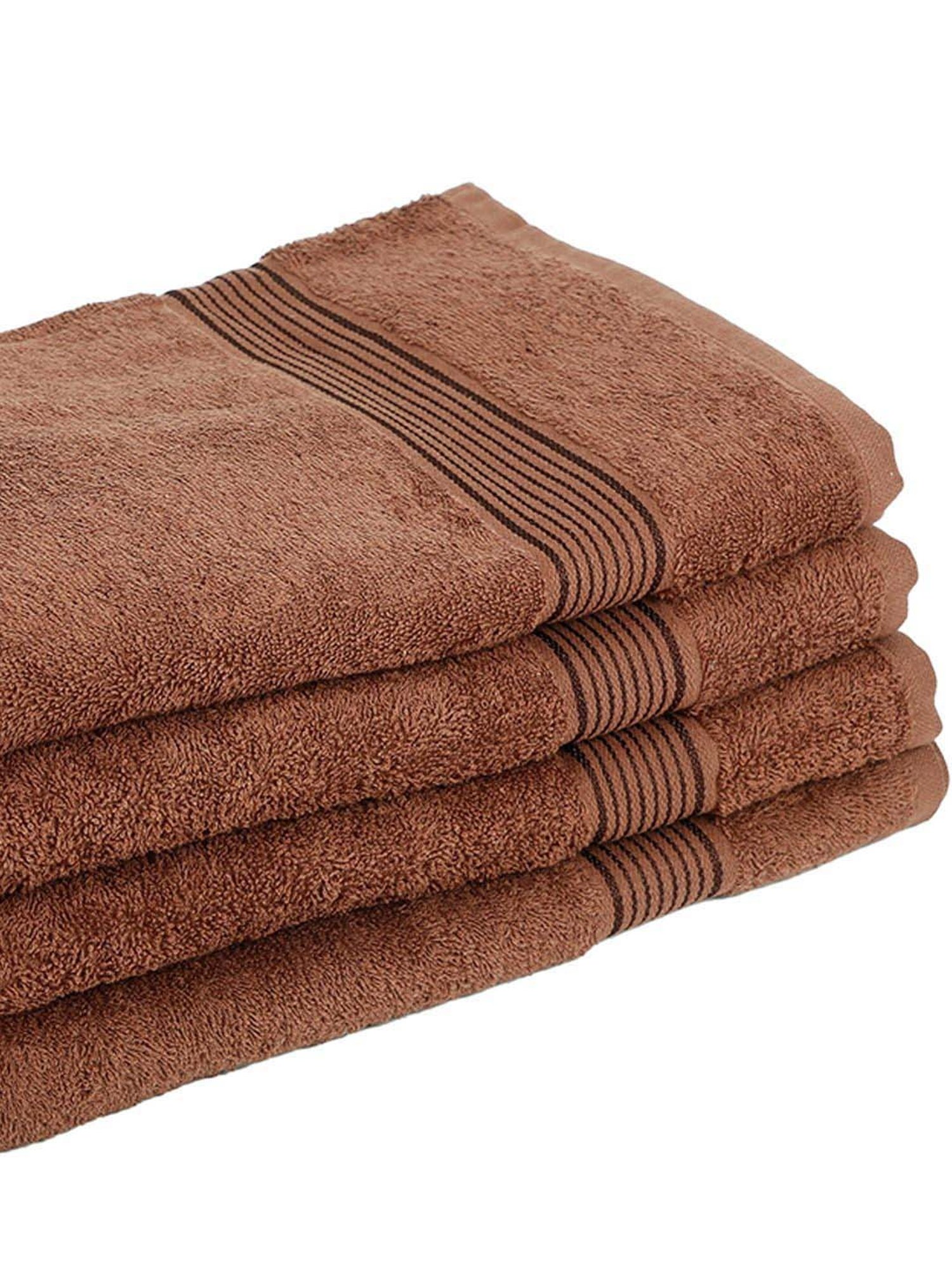 LORENA 100% Cotton Super-Soft Terry Towels -4pc Bath Towel (d`ross) solid-brown