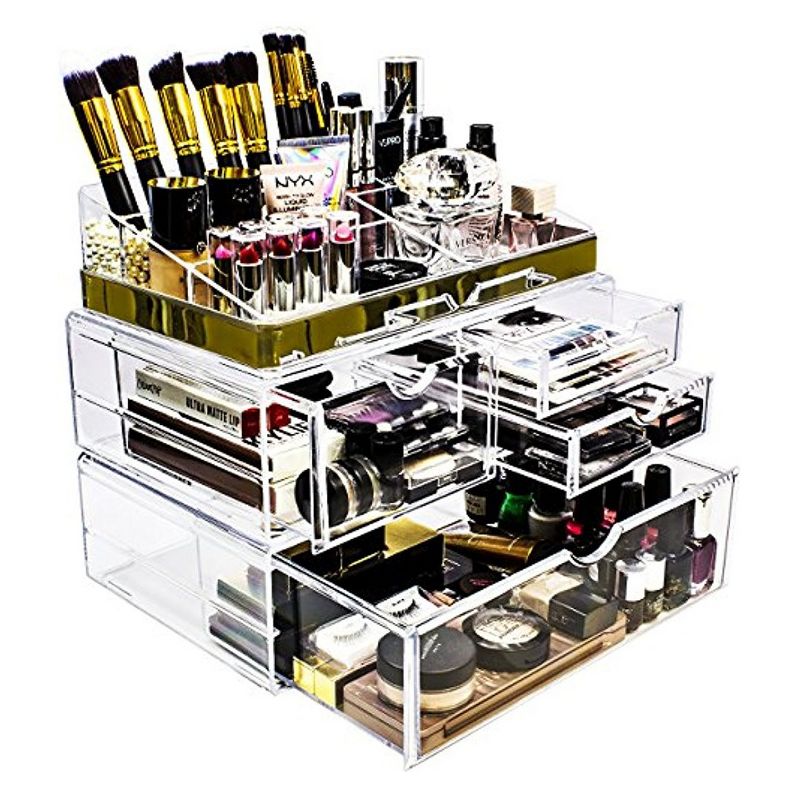 Sorbus Makeup Storage Organizer -  X-Large - Set 1 -  Gold