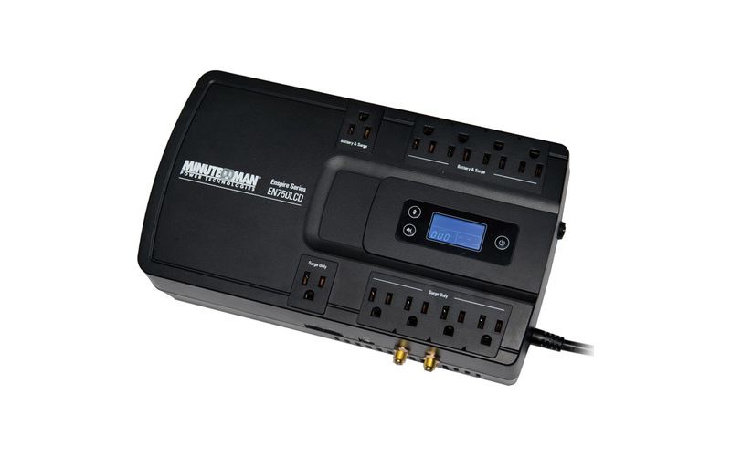 Minuteman UPS 900VA 5-Bat/5-Surge LCD, USB, Coax - Wall Mountable - 3 Minute Stand-by - 120 V AC Input - 120 V AC Output - 10 x AC Power