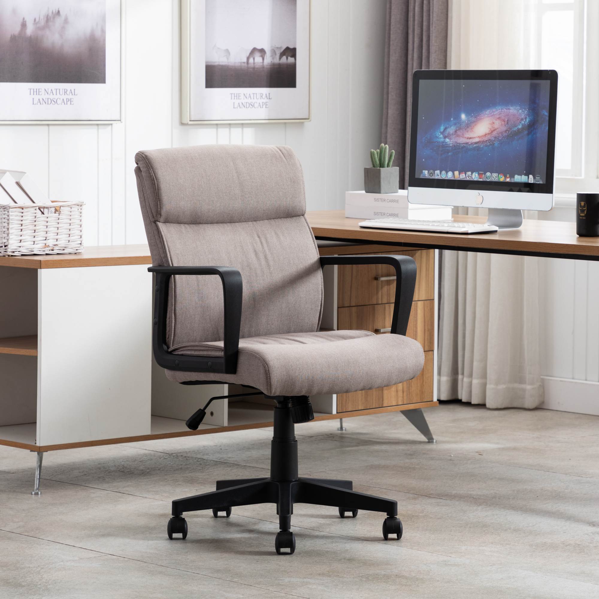 Task chair wheels, Upholstered Home Office Desk Modern Swivel Accent Chair