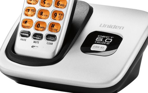 Uniden D1760-3-R Cordless Phone w/Orange Backlit Display & 2 Extra Handsets