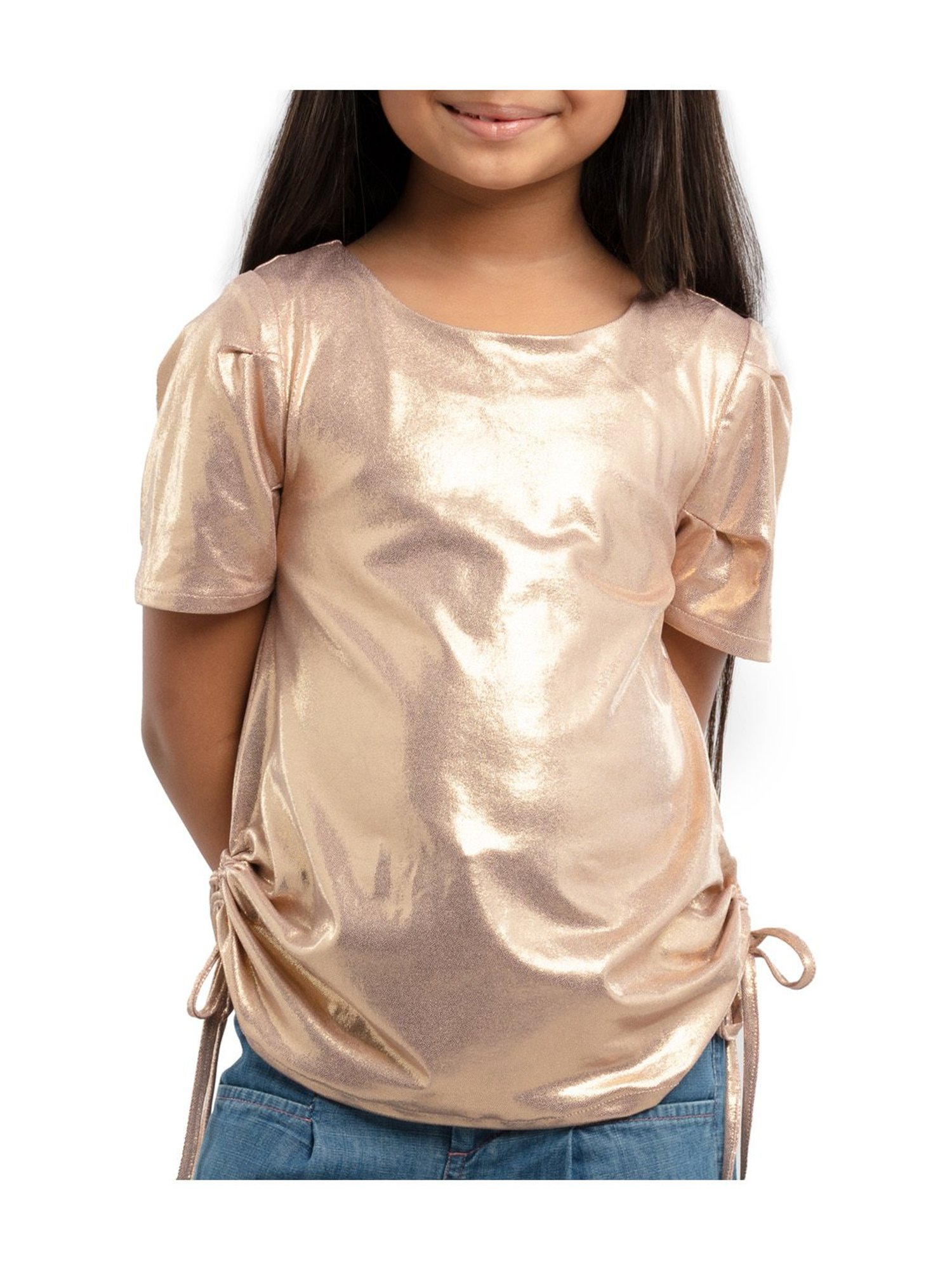 Under Fourteen Only Kids Golden Regular Fit Top