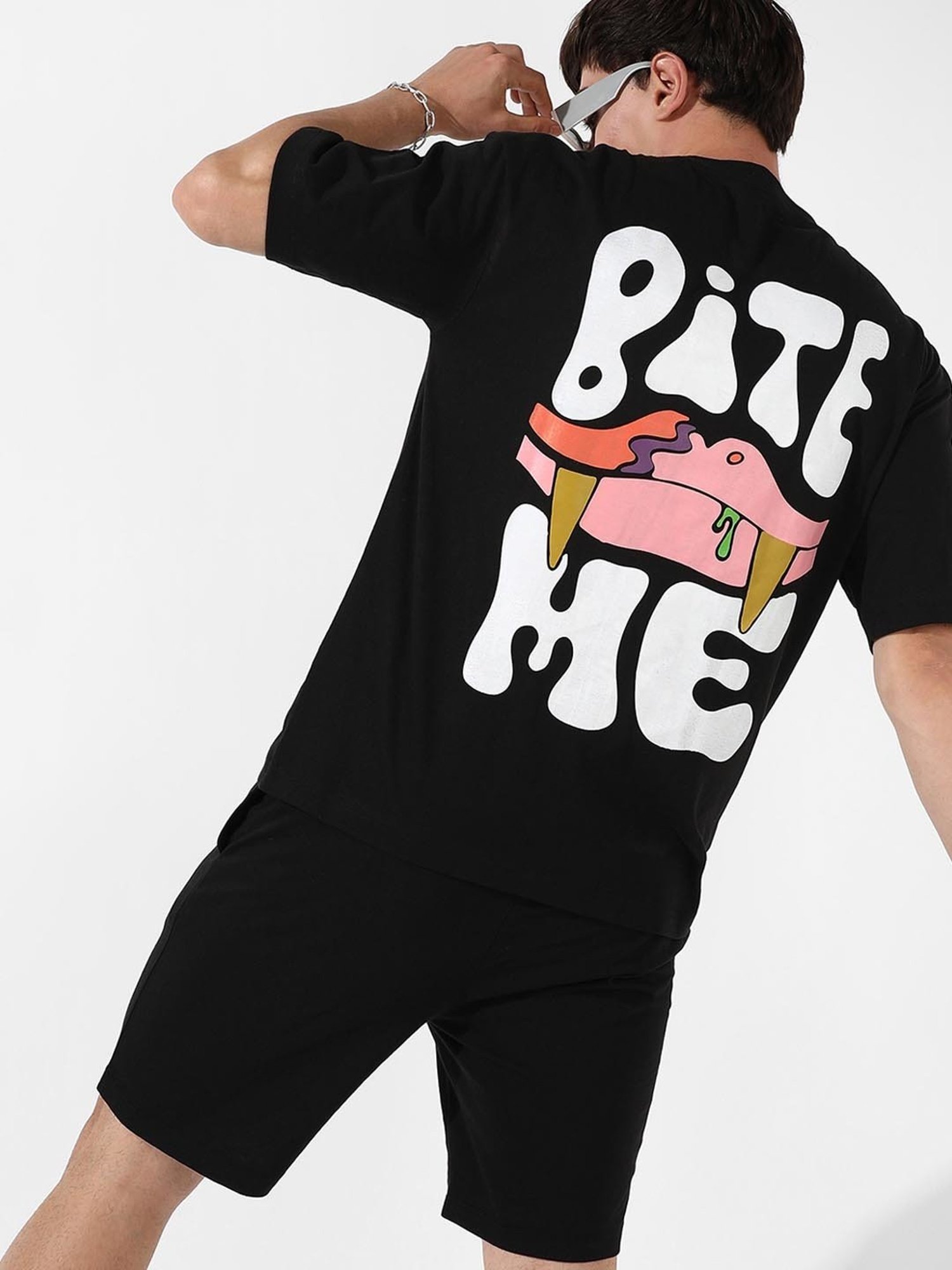 Campus Sutra Black Regular Fit Printed Co-Ord Set