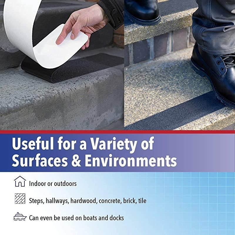 Anti Slip Traction Tape 4 x 15 FT Black 60 Grit Heavy Duty Safety Tape for IndoorOutdoor Ramps Stairs and more Strong Adhesive Non Skid Treads