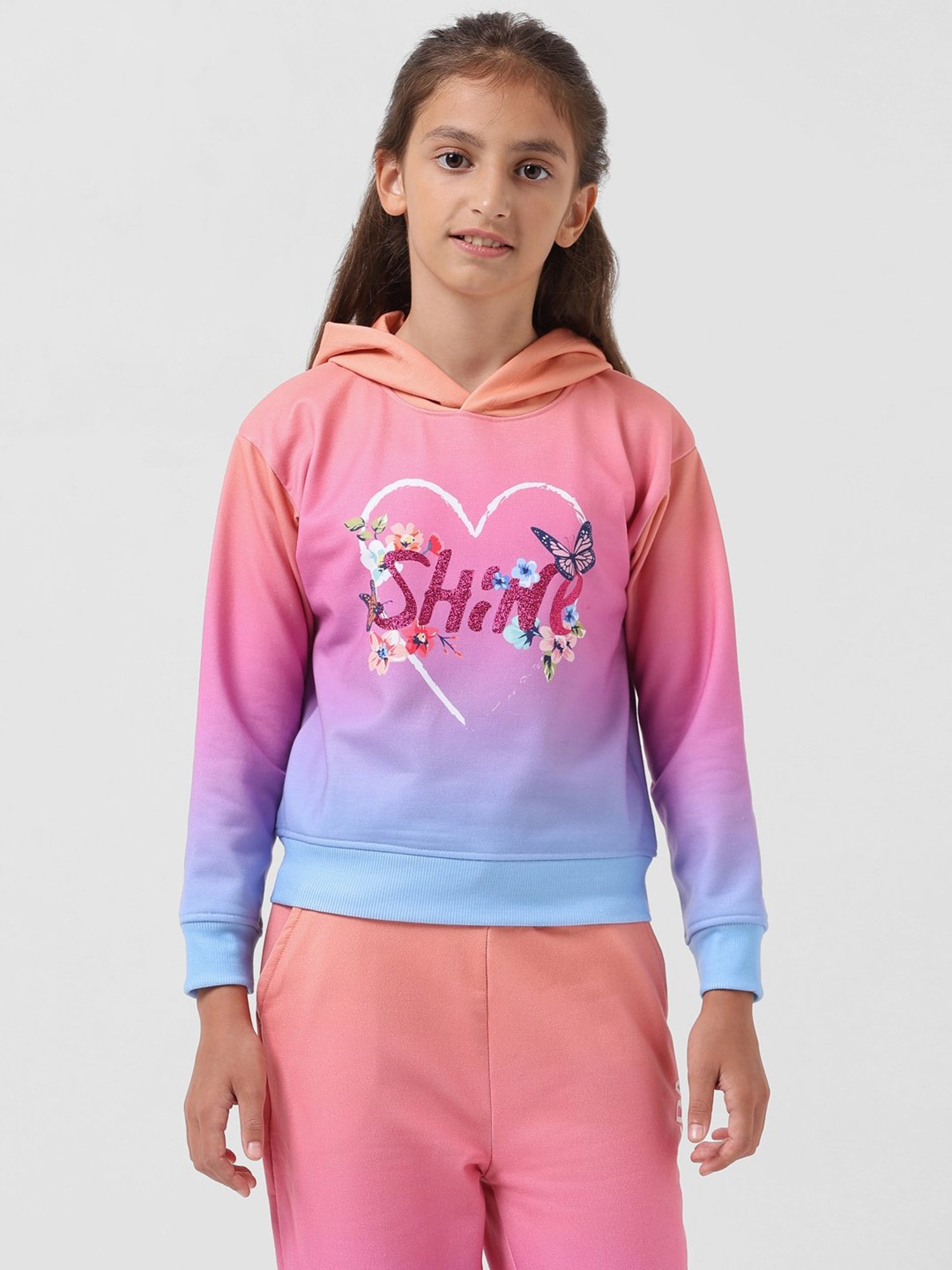 VERO MODA GIRL Multicolor Shimmer Full Sleeves Sweatshirt