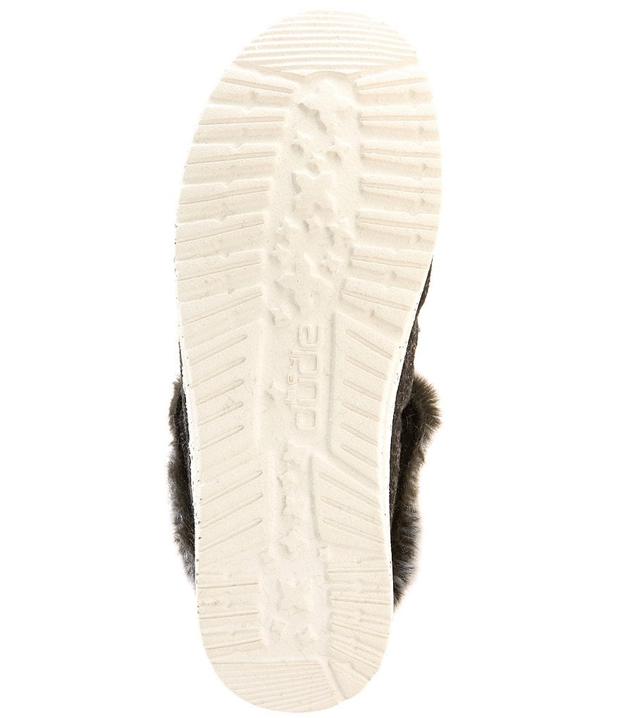 Hey Dude Women's Britt Canvas Faux-Fur Trim Lace-Up Booties