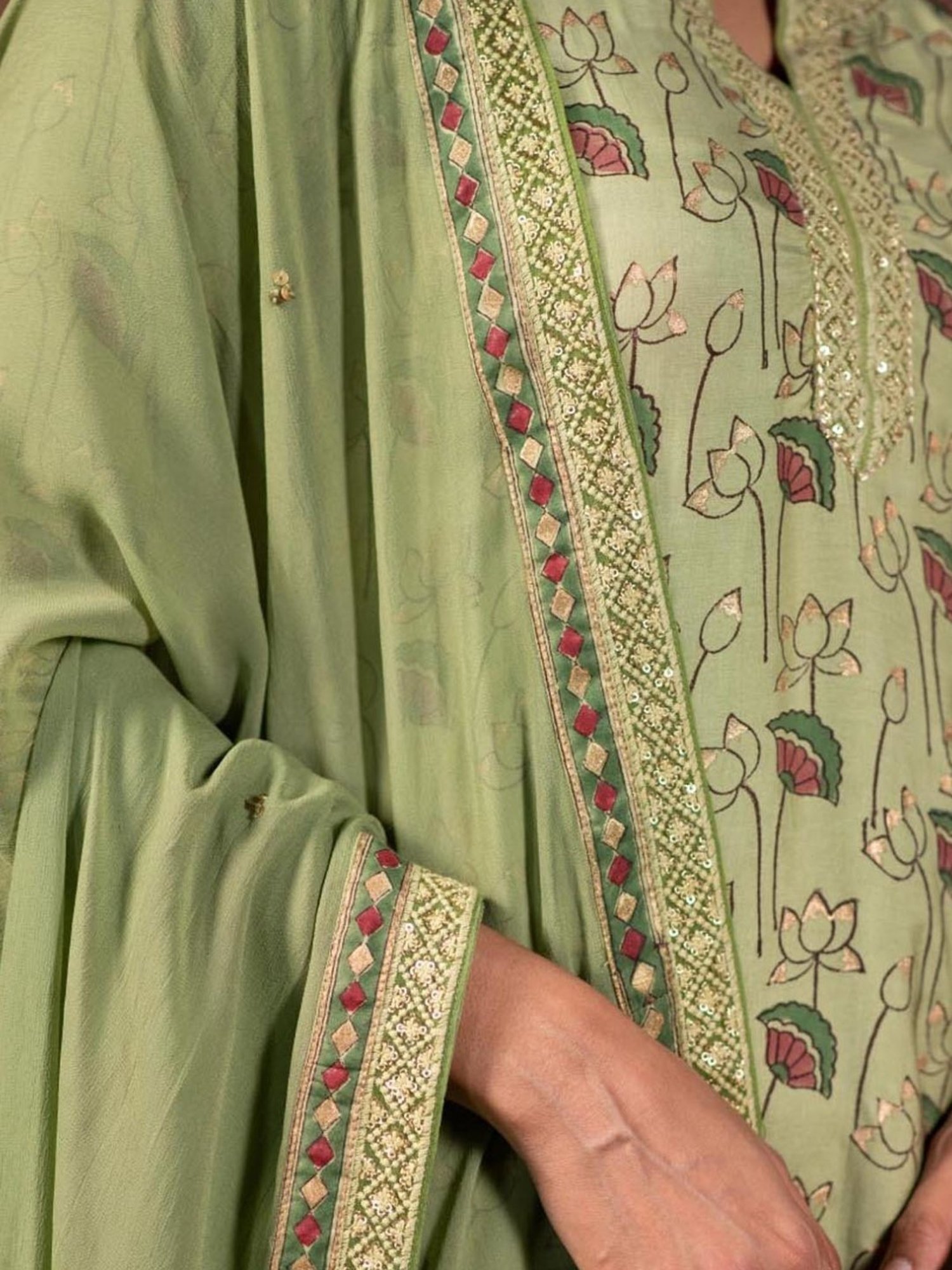 Prakriti Jaipur Green Kamal Kurta