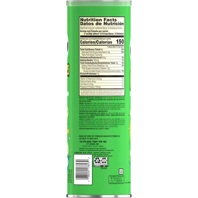 Pringles Sour Cream & Onion Potato Crisps Chips - 5.5oz