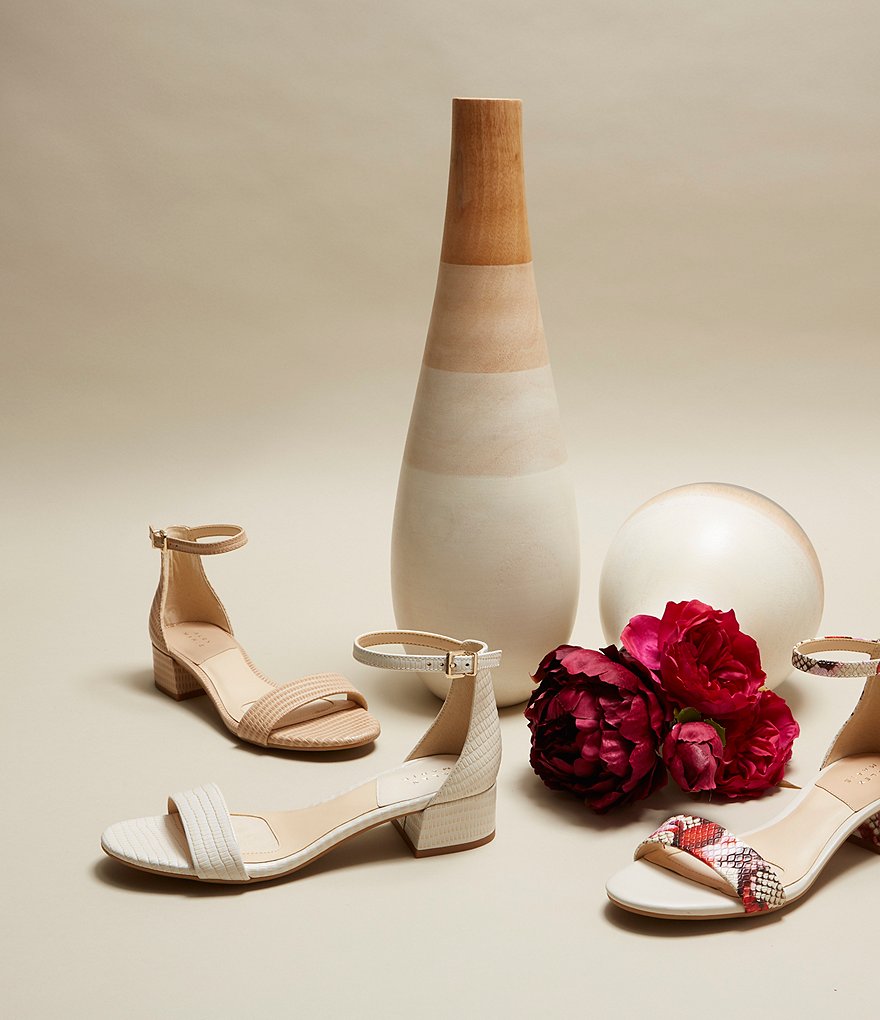 Alex Marie Malahn Embossed Leather Block Heel Dress Sandals