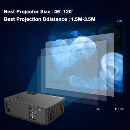 200" 5000 Lumen LED Projector HD 1080P Home Theater PS4 VGA TV BOX 2*USB 2*HDMI