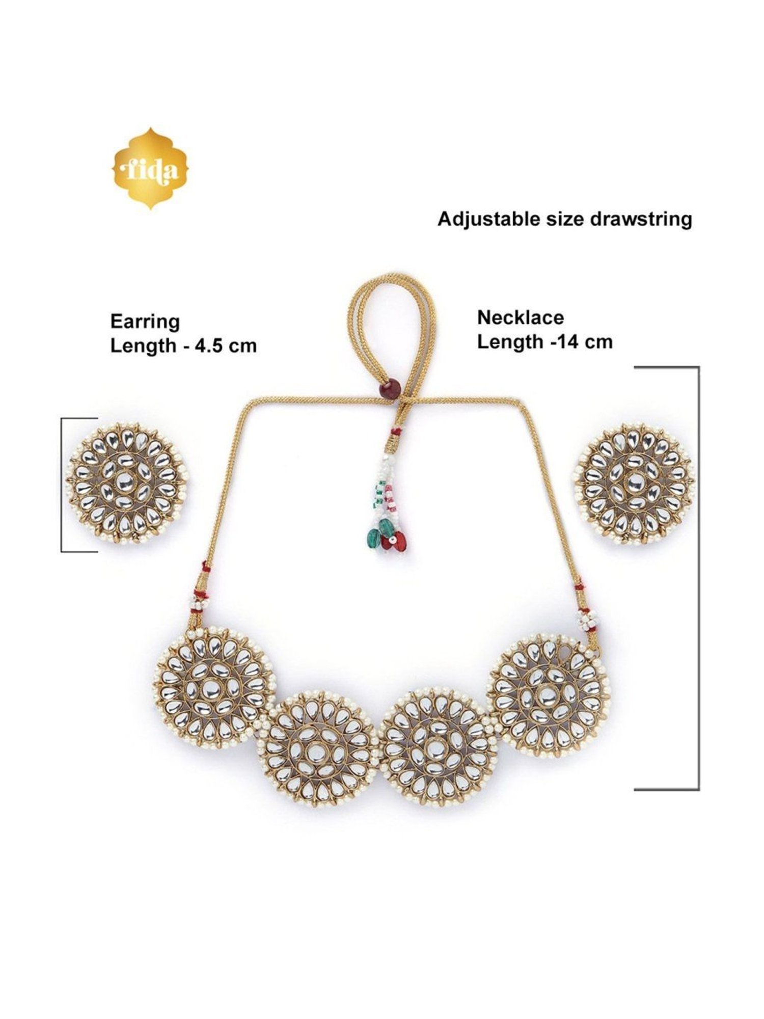 Fida Ethnic Indian White Jewellery Set