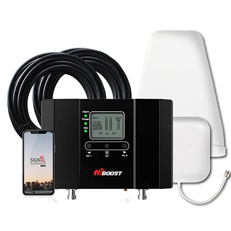 Cell Phone Signal Booster for Home Office, Signal Amplifier Up to 15,000 sq ft, All US Carriers-Verizon, AT&T, T-Mobile, Sprint, Cell Phone Signal Booster Kit with APP and LCD FCC Approved