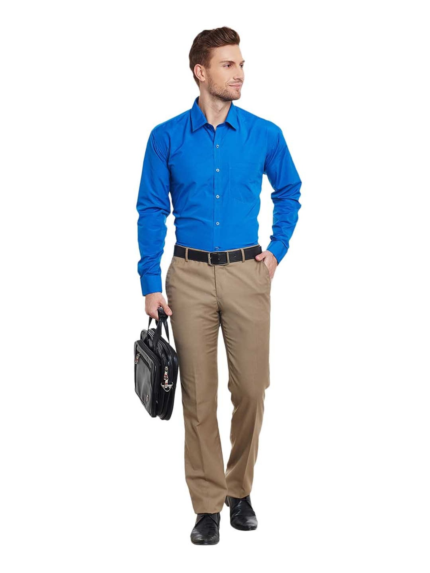 English Navy Turquoise Slim Fit Shirt