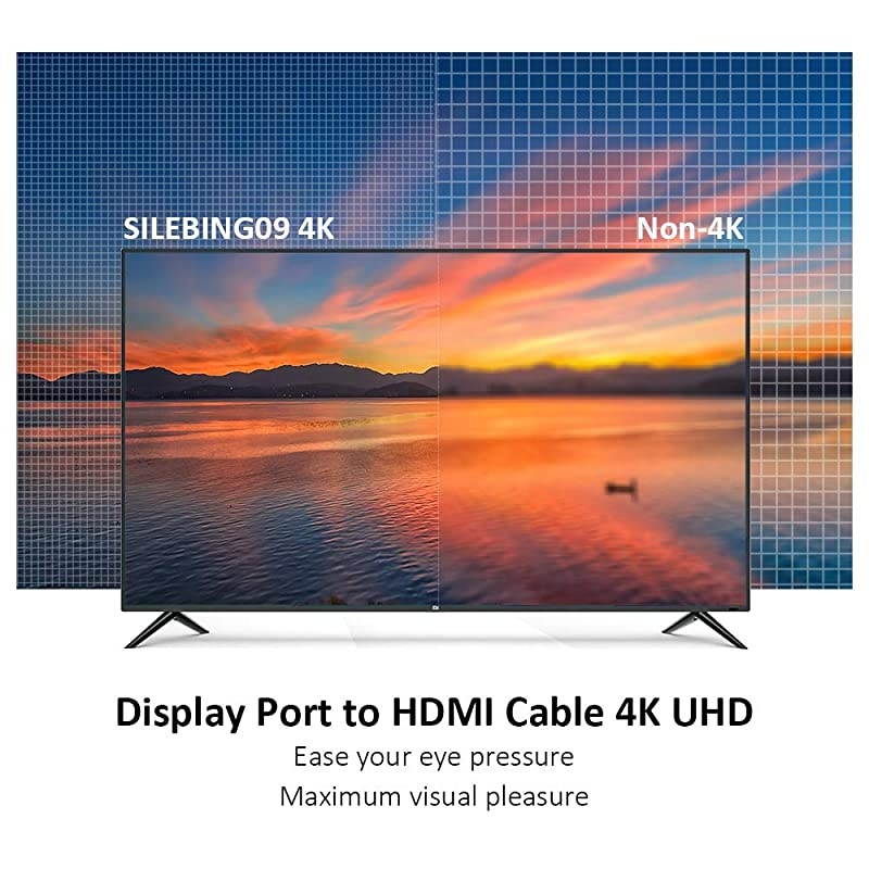Displayport to HDMI  Nylon Braided 3FT 4K UniDirectional DP to HDMI Cable Compatible with Most Monitors